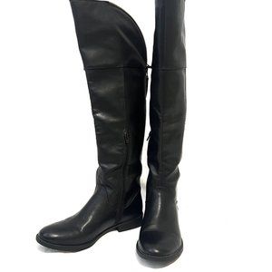 Women's Round Toe Tall Black Boots with Faux leather finish size 8